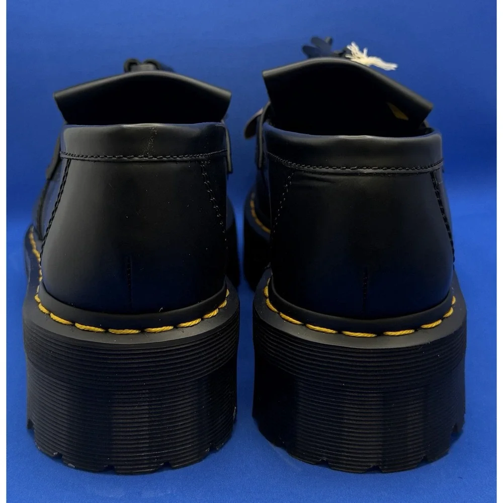Dr. Martens Adrian Quad Size 10 Mens Black Yellow Stitch Platform Shoes